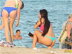 spycam Beach torrid Blue bikini thong fledgling nubile vid